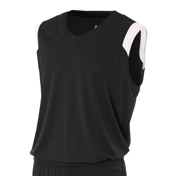 A4 Moisture Management V-Neck Muscle Jersey Youth